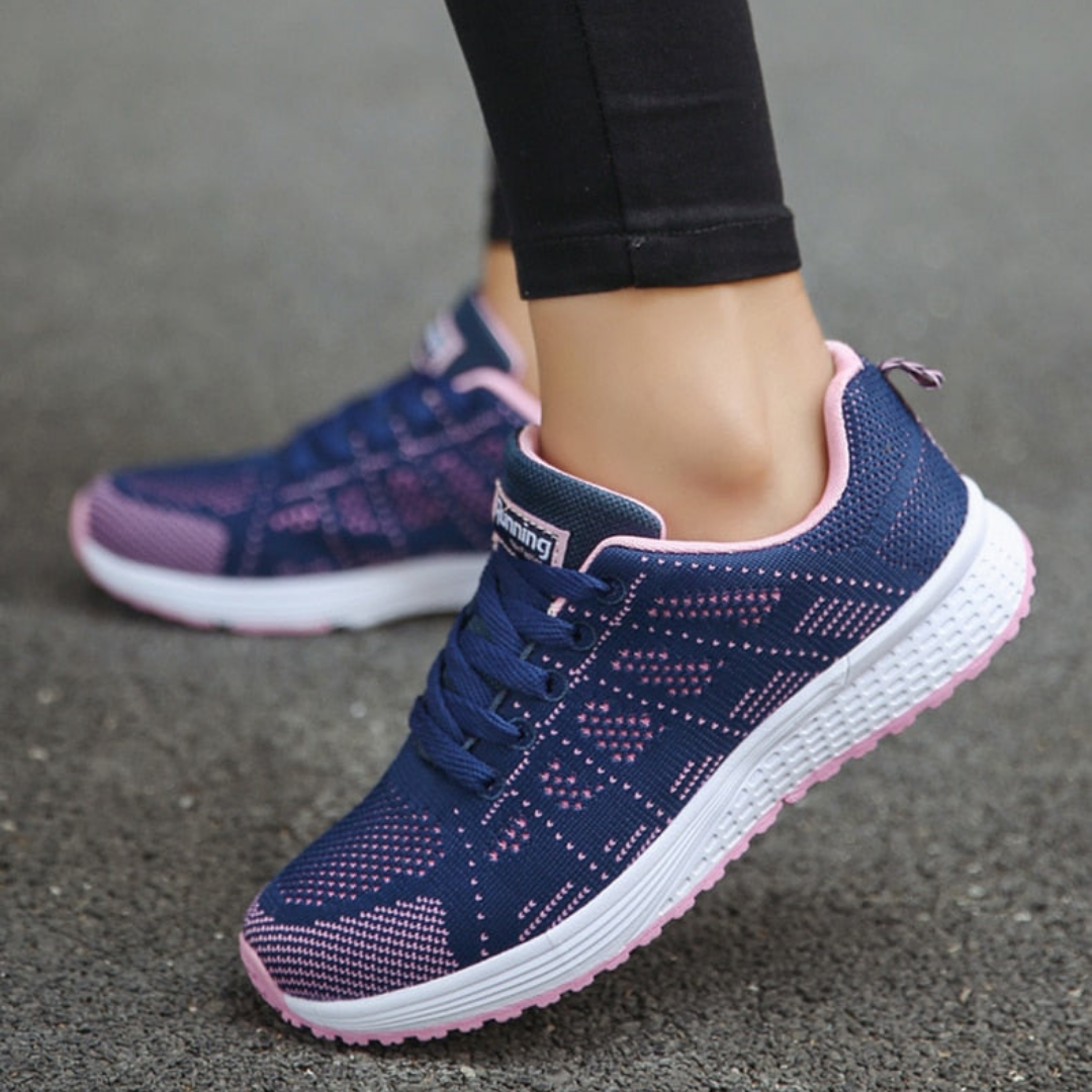Women's Breathable Mesh Running Sneakers with Laces - Lightweight Athletic Shoes with Shock-Absorbing Soles for Walking, Fitness, and Everyday Wear