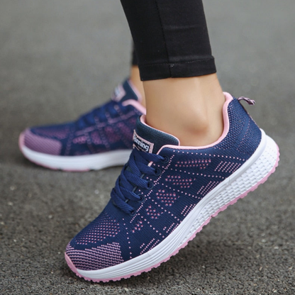Women's Breathable Mesh Running Sneakers with Laces - Lightweight Athletic Shoes with Shock-Absorbing Soles for Walking, Fitness, and Everyday Wear