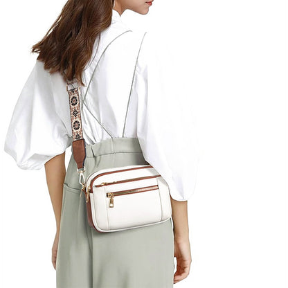 Geantă crossbody pentru femei, cu mai multe buzunare cu fermoar și curea cu model – geantă de umăr elegantă pentru utilizare zilnică, cumpărături, călătorii și timp liber