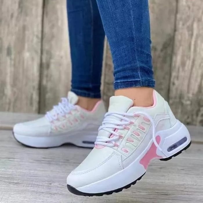 Damskie przewiewne sneakersy z siateczki z poduszką powietrzną i sznurowadłami – wygodne buty do chodzenia z amortyzującą podeszwą do pracy, w podróży i na co dzień