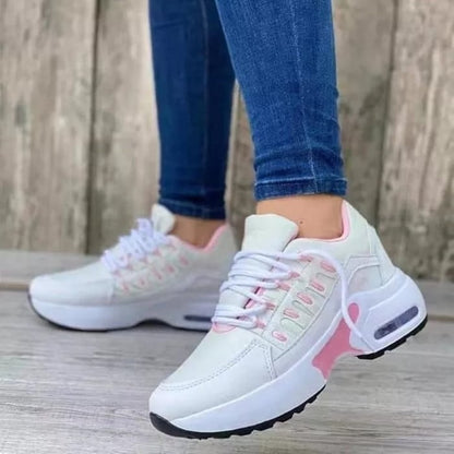 Damskie przewiewne sneakersy z siateczki z poduszką powietrzną i sznurowadłami – wygodne buty do chodzenia z amortyzującą podeszwą do pracy, w podróży i na co dzień