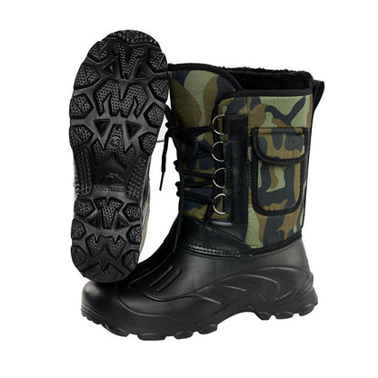 Botas de nieve impermeables para hombre con forro de felpa, cordones y suela de goma antideslizante – Cálidas botas de invierno hasta media pantorrilla para días fríos y actividades al aire libre