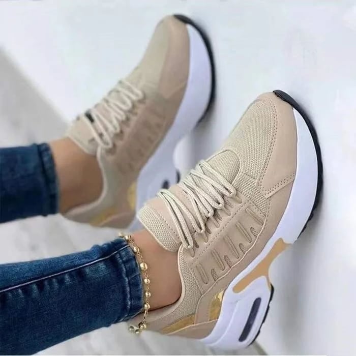 Dame Platform Sneakers Med Snørebånd Og Polstret Sål