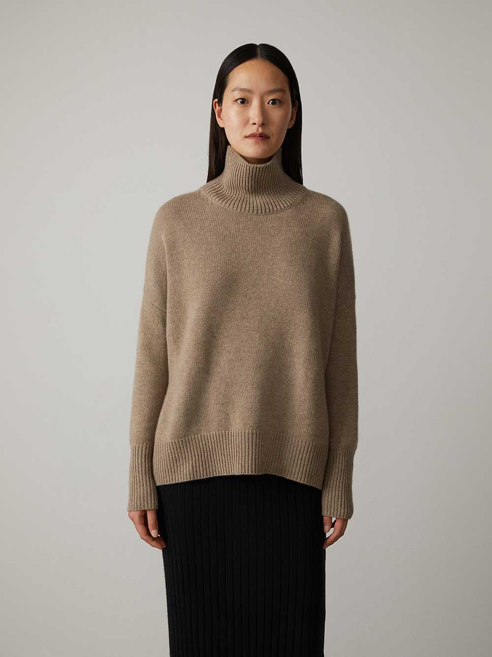 Women's Cashmere-Blend Turtleneck Sweater – Soft Casual Knit for Autumn and Winter