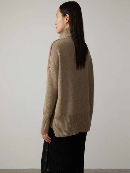 Women's Cashmere-Blend Turtleneck Sweater – Soft Casual Knit for Autumn and Winter