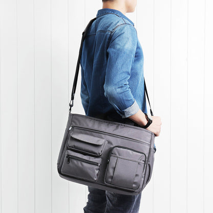 Herre Nylon Messenger-taske Med Flere Lommer Og Laptoprum – Rummelig Crossbody-arbejdstaske Med Organiserede Rum Til Arbejde, Studie Og Rejser