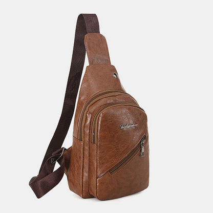 Herre Sling-taske I Pu-læder Med Flere Lommer Og Justerbar Skulderrem – Praktisk Crossbody-brysttaske Til Hverdagsbrug, Rejser Og Fritid
