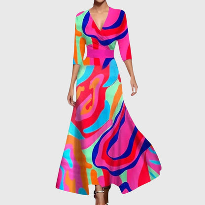 Women's Floral Wrap Maxi Dress – Elegant Dress for Parties, Weddings, Vacations, and Special Occasions