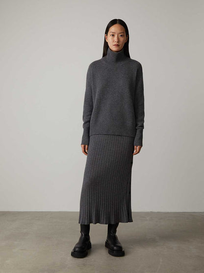 Women's Cashmere-Blend Turtleneck Sweater – Soft Casual Knit for Autumn and Winter