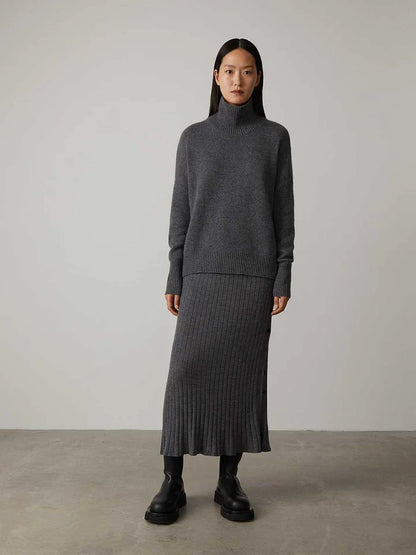Women's Cashmere-Blend Turtleneck Sweater – Soft Casual Knit for Autumn and Winter
