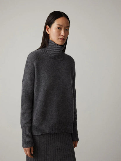 Women's Cashmere-Blend Turtleneck Sweater – Soft Casual Knit for Autumn and Winter