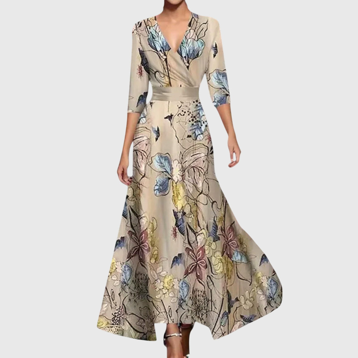 Women's Floral Wrap Maxi Dress – Elegant Dress for Parties, Weddings, Vacations, and Special Occasions