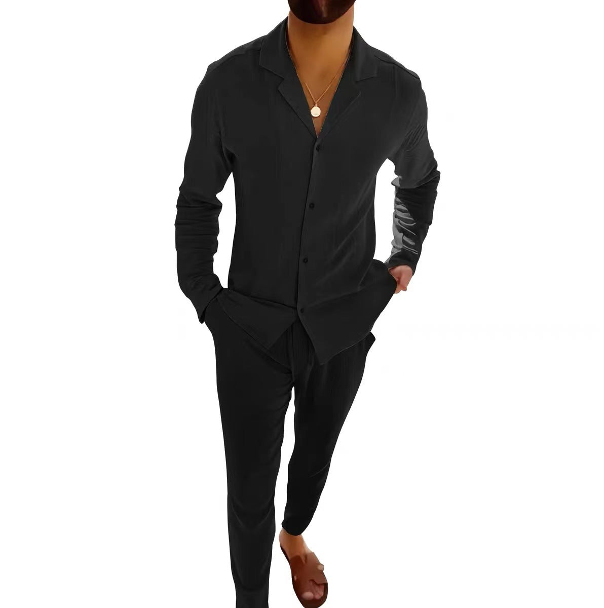 Pánská 2dílná letní souprava – lehký a ležérní outfit na dovolenou, volný čas, běžné nošení a ve stylu smart casual