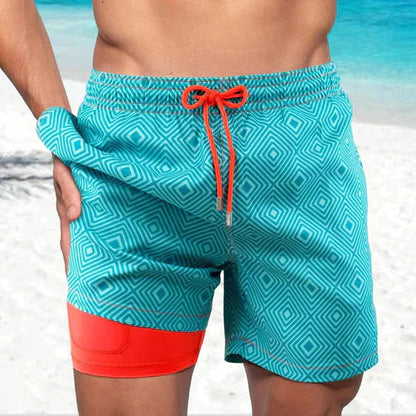 Herre Badeshorts Med Print Og Justerbar Snøre – Afslappede Shorts Til Strand, Pool, Ferie Og Sommerens Fritidsaktiviteter