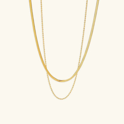 Collar en capas para mujer con doble cadena chapada en oro de acero inoxidable y texturas combinadas - joya elegante para uso diario, fiestas y looks de noche