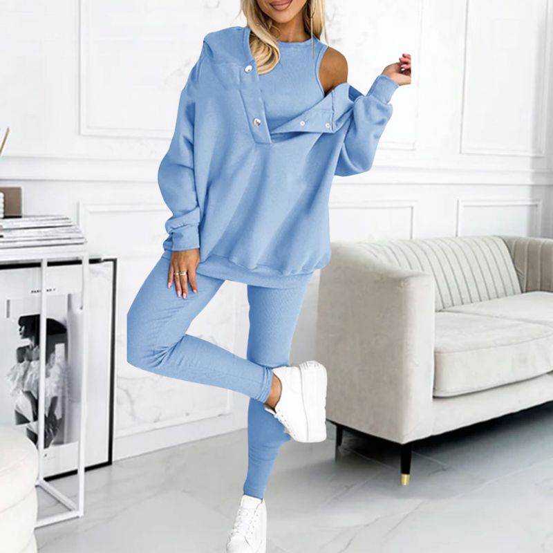 Women's Two-Piece Set with Hoodie and Leggings – Soft and Comfortable Loungewear for Relaxing at Home, Travel, and Everyday Wear