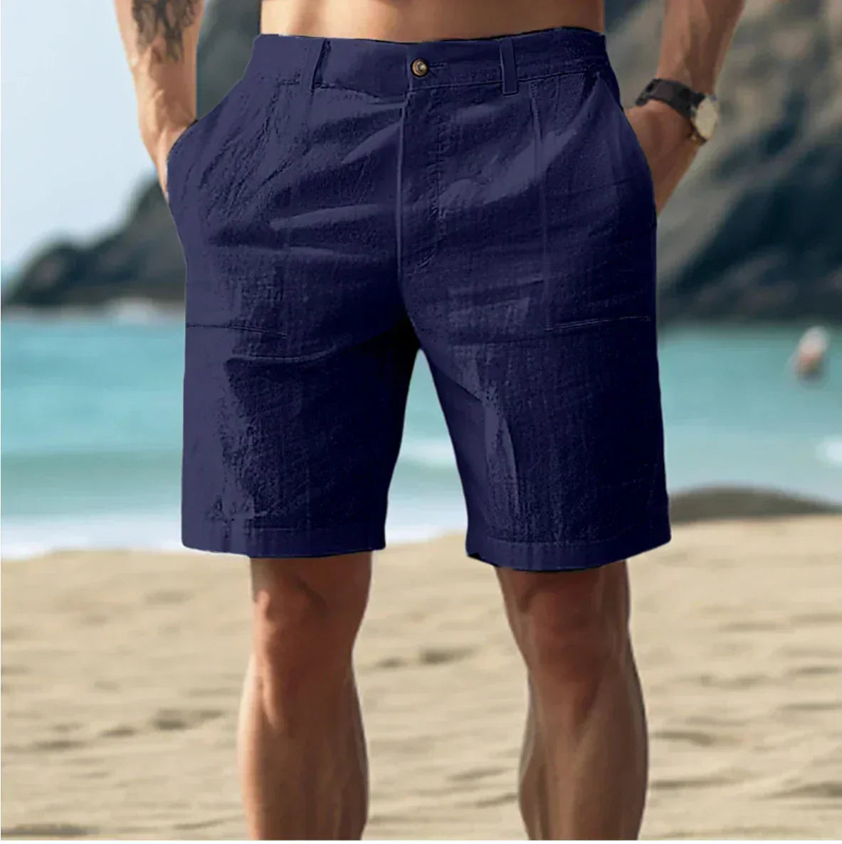 Herre Skræddersyede Afslappede Shorts – Knælange Bermudashorts Til Sommerrejser