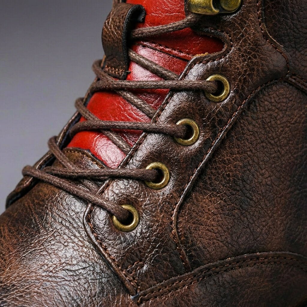 Men's Genuine Leather Boots with Cap Toe and Lace-Up Closure – Classic Ankle Boots for Winter, Work, Leisure, and Smart Casual Style