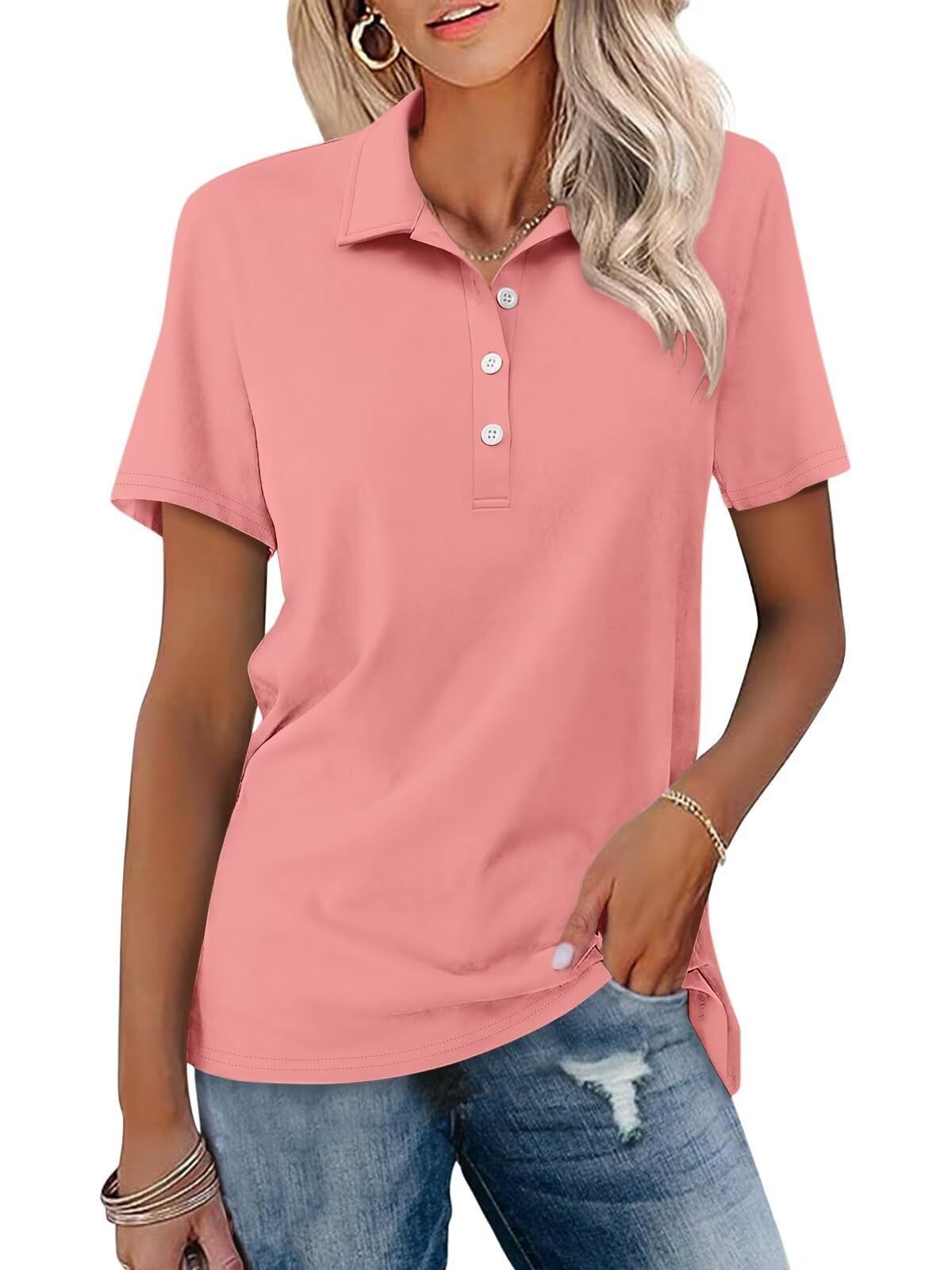Dame Minimalistisk Kortærmet Polo Hverdagstop