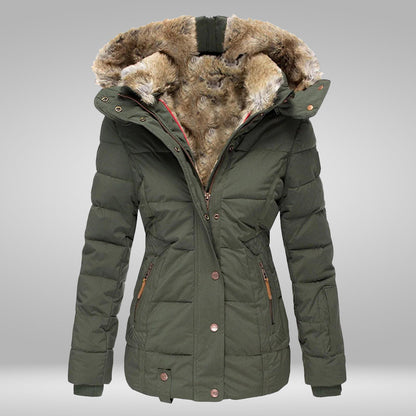 Chaqueta acolchada de mujer con capucha y pelo sintético - Prenda de abrigo cálida y resistente a la intemperie para el invierno, para días fríos, uso diario y actividades al aire libre