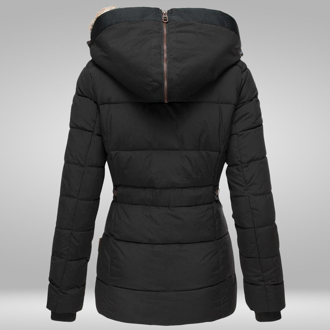 Chaqueta acolchada de mujer con capucha y pelo sintético - Prenda de abrigo cálida y resistente a la intemperie para el invierno, para días fríos, uso diario y actividades al aire libre