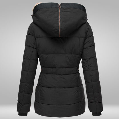 Chaqueta acolchada de mujer con capucha y pelo sintético - Prenda de abrigo cálida y resistente a la intemperie para el invierno, para días fríos, uso diario y actividades al aire libre