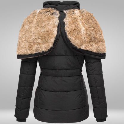 Chaqueta acolchada de mujer con capucha y pelo sintético - Prenda de abrigo cálida y resistente a la intemperie para el invierno, para días fríos, uso diario y actividades al aire libre