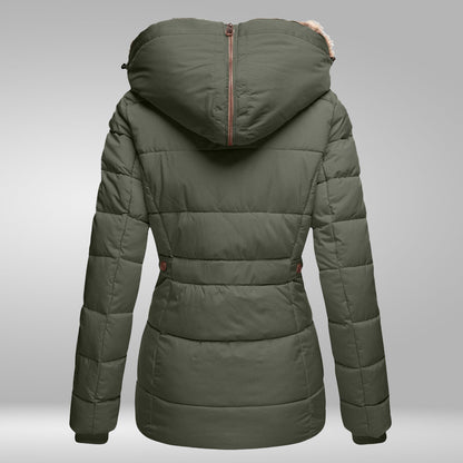 Chaqueta acolchada de mujer con capucha y pelo sintético - Prenda de abrigo cálida y resistente a la intemperie para el invierno, para días fríos, uso diario y actividades al aire libre