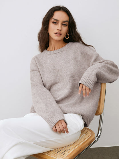 Dame Let Rundhalset Sweater – Blød Afslappet Strik Til Hverdagsbrug