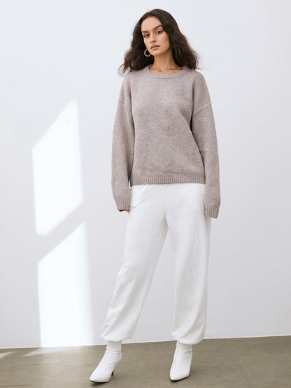 Dame Let Rundhalset Sweater – Blød Afslappet Strik Til Hverdagsbrug