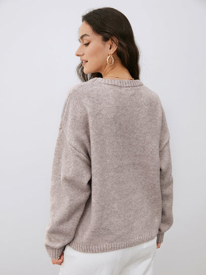 Dame Let Rundhalset Sweater – Blød Afslappet Strik Til Hverdagsbrug