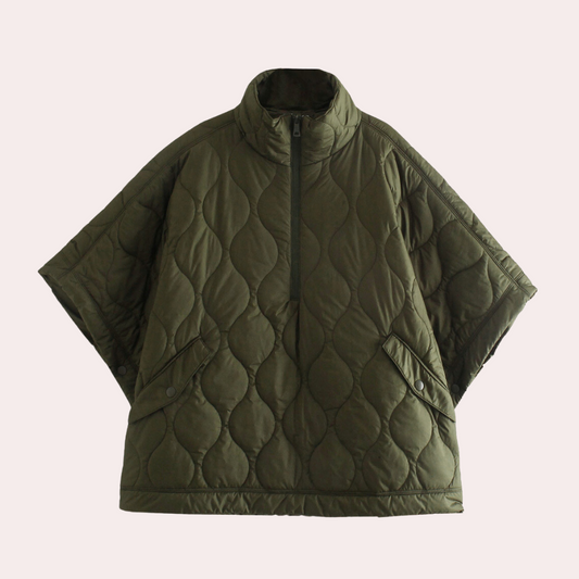 Women's Quilted Cape Jacket – High-Collar Jacket for Transitional Weather