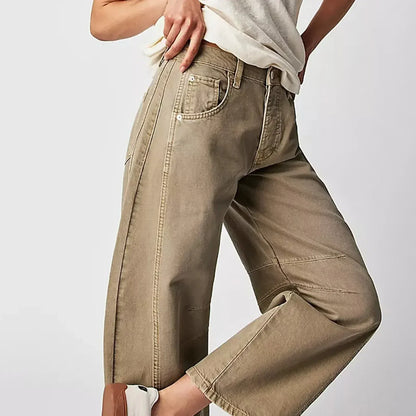 Dame Jeans Med Høj Talje Og Afslappet Barrel-leg Pasform – Moderne Denim Bukser Til Hverdagsbrug Og Afslappede Outfits