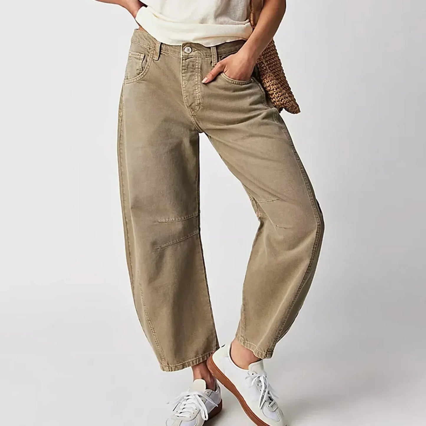 Dame Jeans Med Høj Talje Og Afslappet Barrel-leg Pasform – Moderne Denim Bukser Til Hverdagsbrug Og Afslappede Outfits