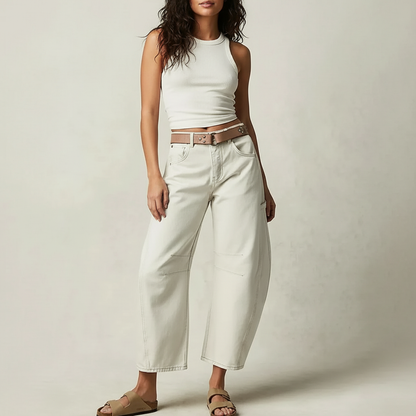 Dame Jeans Med Høj Talje Og Afslappet Barrel-leg Pasform – Moderne Denim Bukser Til Hverdagsbrug Og Afslappede Outfits