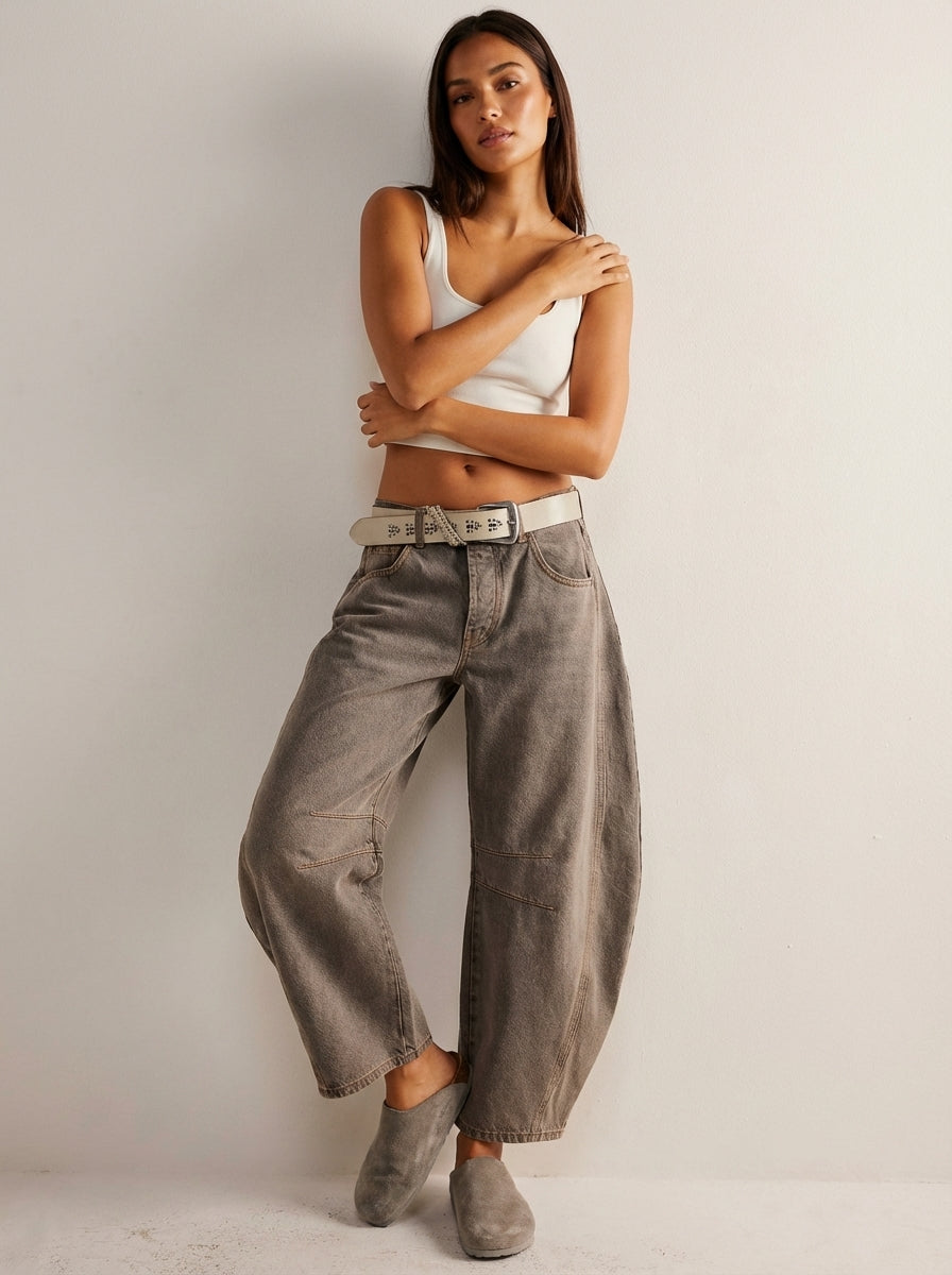 Dame Jeans Med Høj Talje Og Afslappet Barrel-leg Pasform – Moderne Denim Bukser Til Hverdagsbrug Og Afslappede Outfits