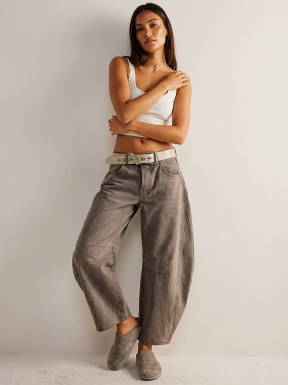 Dame Jeans Med Høj Talje Og Afslappet Barrel-leg Pasform – Moderne Denim Bukser Til Hverdagsbrug Og Afslappede Outfits