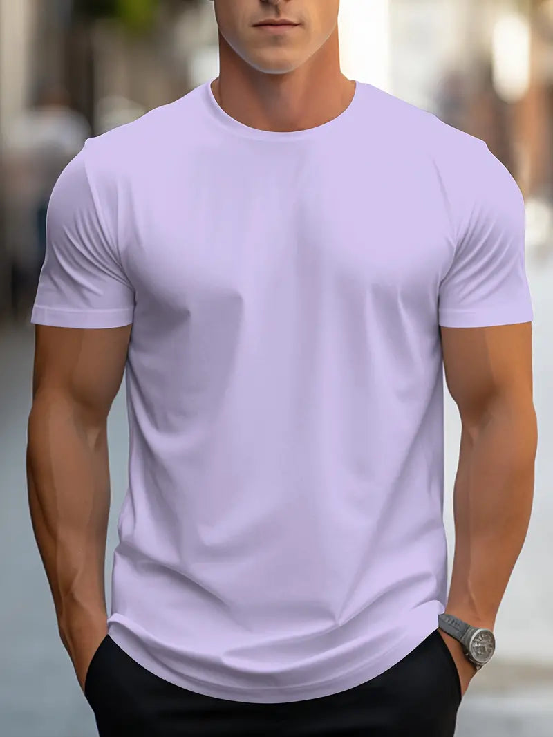 Herre Slim Fit T-Shirt Med Rund Hals Og Kort Ærme