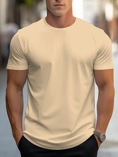 Herre Slim Fit T-Shirt Med Rund Hals Og Kort Ærme