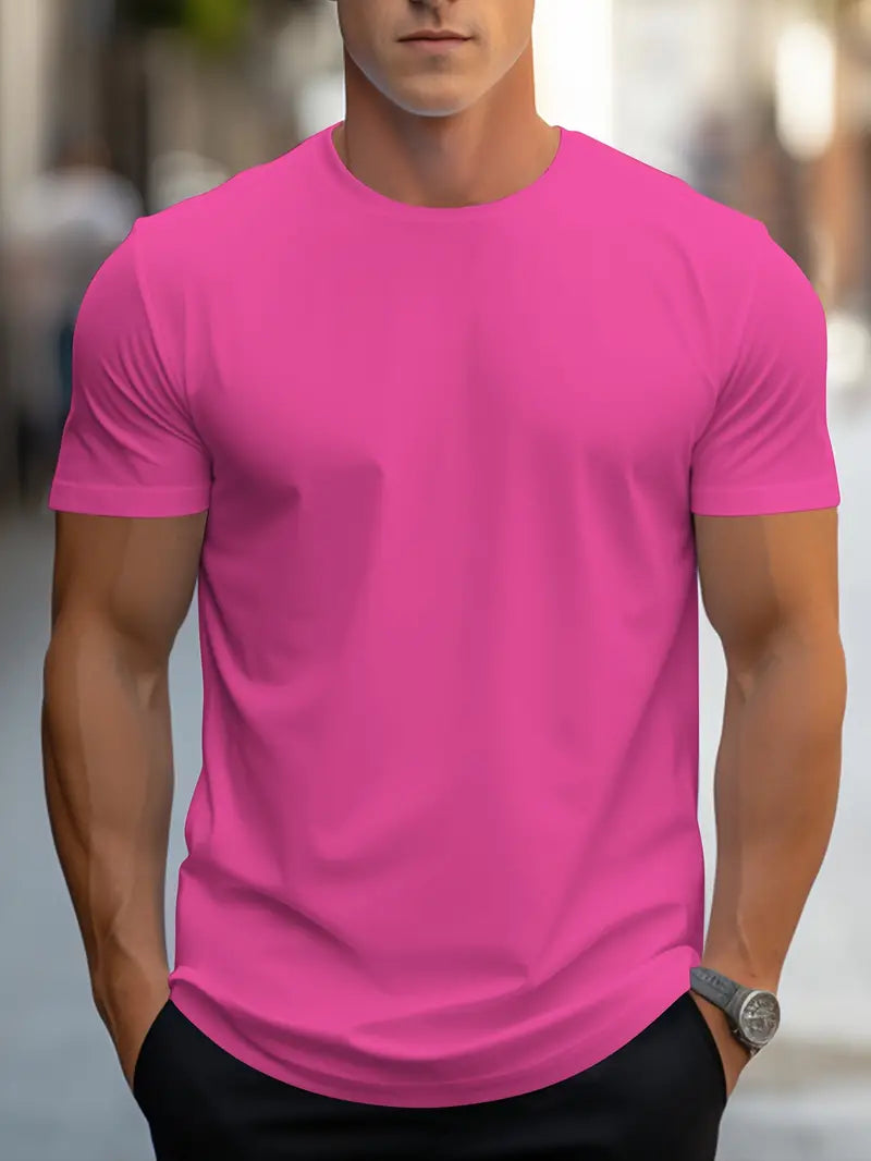 Herre Slim Fit T-Shirt Med Rund Hals Og Kort Ærme