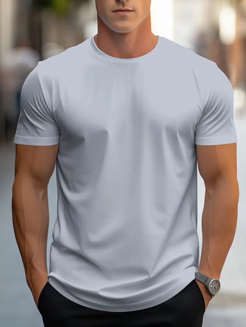 Herre Slim Fit T-Shirt Med Rund Hals Og Kort Ærme