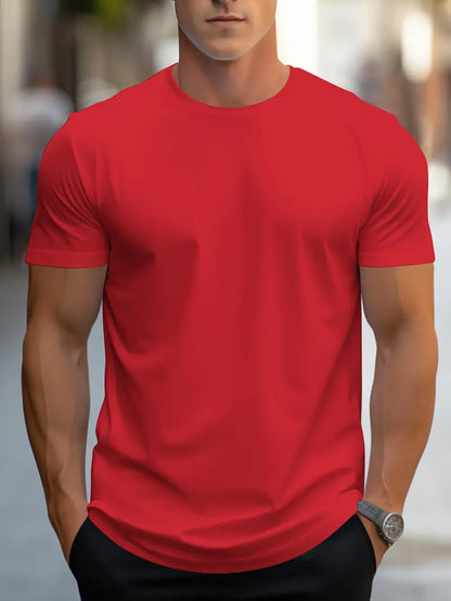 Herre Slim Fit T-Shirt Med Rund Hals Og Kort Ærme
