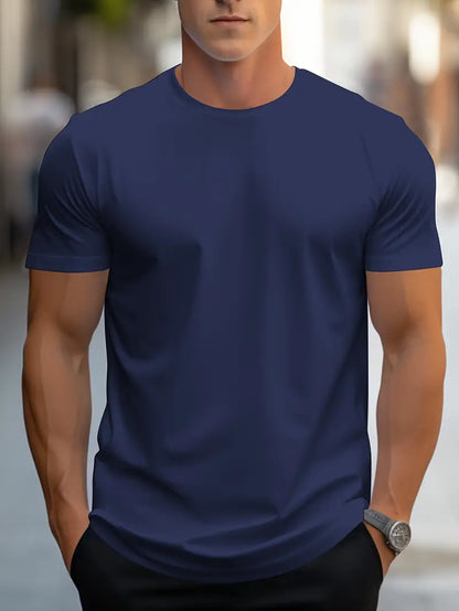 Herre Slim Fit T-Shirt Med Rund Hals Og Kort Ærme