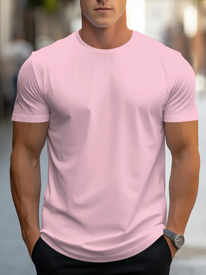 Herre Slim Fit T-Shirt Med Rund Hals Og Kort Ærme