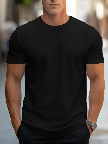 Herre Slim Fit T-Shirt Med Rund Hals Og Kort Ærme