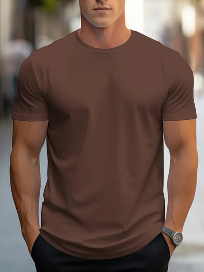 Herre Slim Fit T-Shirt Med Rund Hals Og Kort Ærme