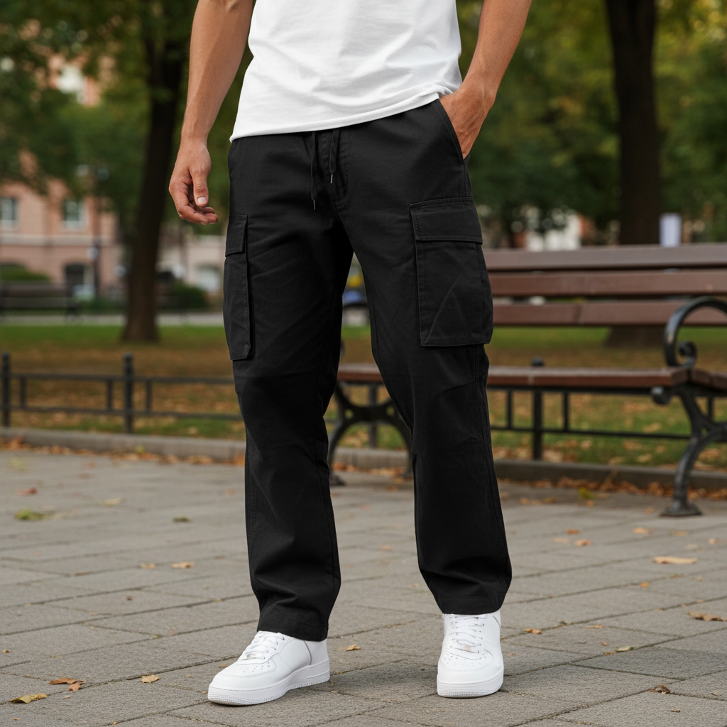 Pantaloni cargo jogger pentru bărbați, din bumbac, cu croială lejeră – pantaloni casual pentru purtare zilnică, timp liber și stil smart casual
