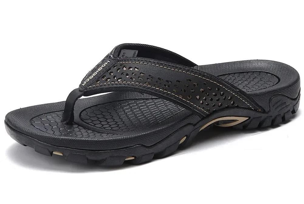 Herre Flip-flops Med Tekstureret Sål – Afslappede Sommersandaler Til Strand, Ferie, Fritid Og Udendørsbrug
