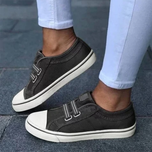 Damă adidași joși cu două benzi cu arici – pantofi casual cu aspect de pânză și întăritură în contrast la vârf, pentru purtare zilnică