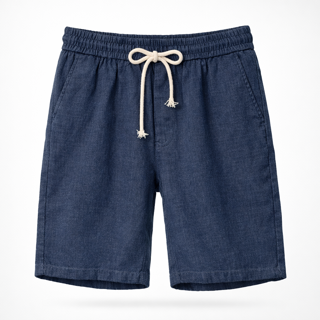 Herre Hørblandede Shorts Med Snøretalje Og Afslappet Pasform – Stilfulde Sommershorts Til Ferie, Strand, Fritid Og Hverdagsbrug